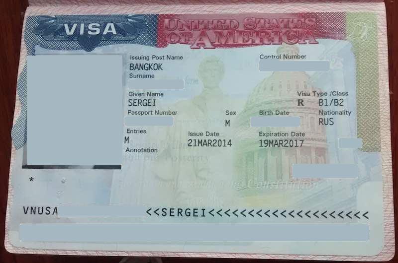 Виза в США B1/B2, полученная в Бангкоке